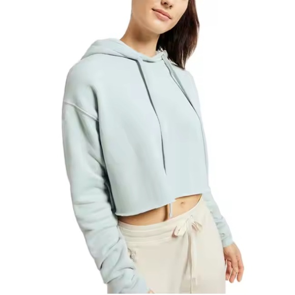 Olivaceous Tops - Olivaceous Delicate-Mint Green Relaxed Crop Hoodie size small